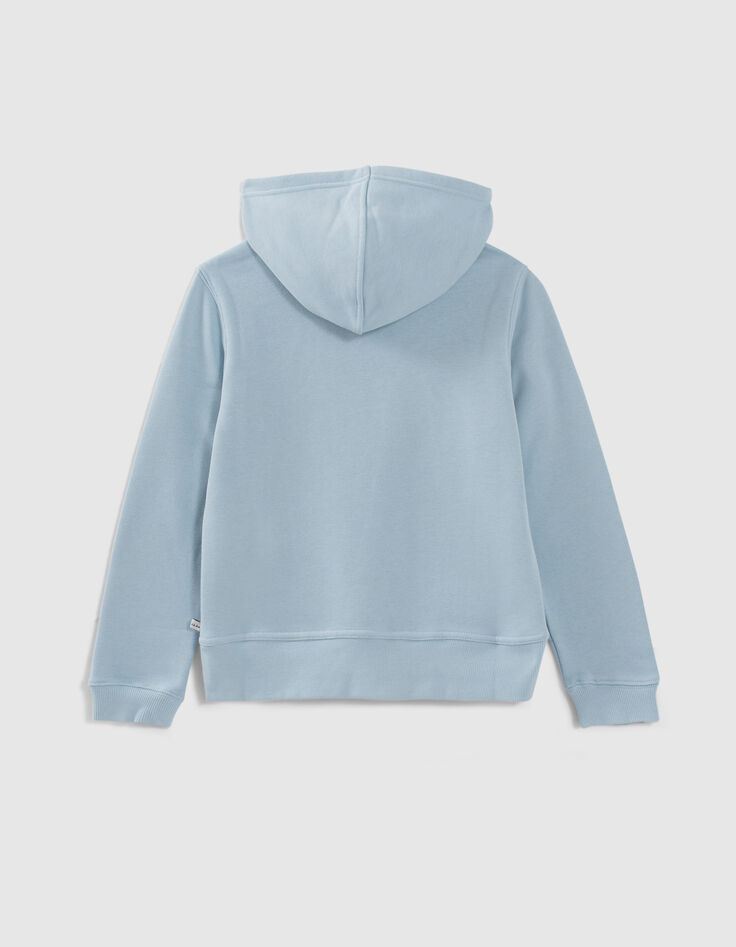 Sudadera azul claro capucha bordados delante niña-3