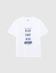 Boys' white T-shirt with rubber slogan and waves-2