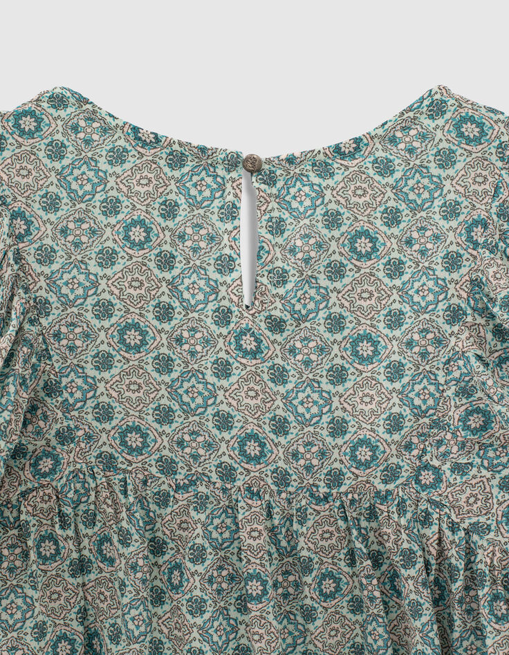 Top loose aqua à imprimé géométrique fille-7