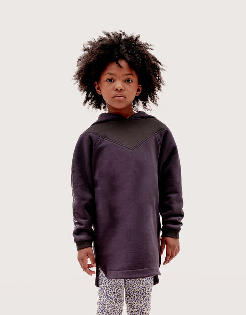 Robe sweat marine coton bio découpe noire fille - IKKS