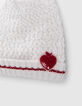 Baby girls’ ecru knit apple-heart beanie & snood-4