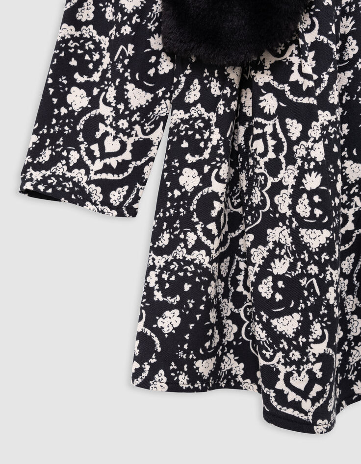 Robe 2-en-1 noire floral rock et gilet doudou fille-6