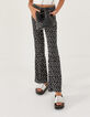 Girls’ black graphic flower print flared trousers-2