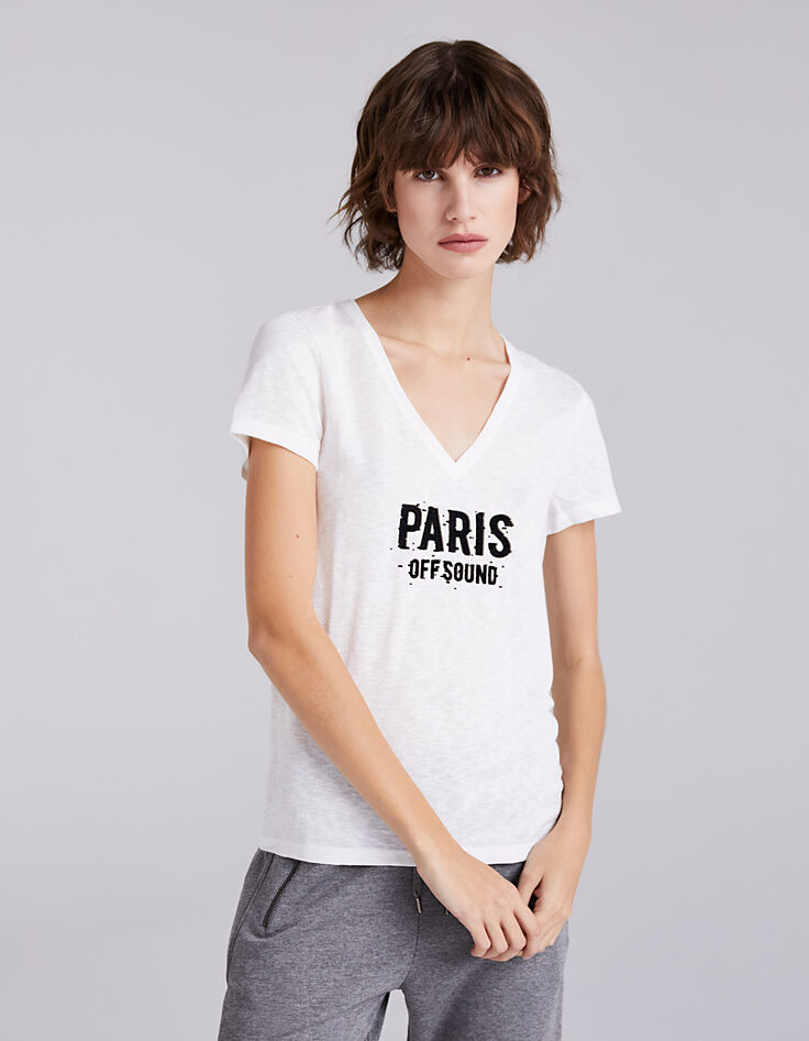 Women’s off-white flocked velvet letters T-shirt-2