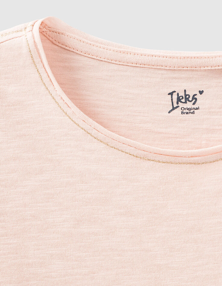 Camiseta rosa empolvado Essentiels bordado IKKS niña-3