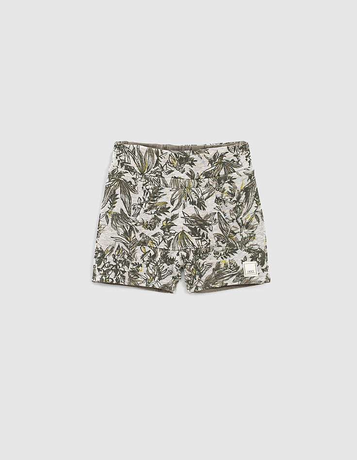 Baby boys’ khaki and jungle print reversible Bermudas-2