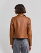 Women's camel lamb leather jacket-3