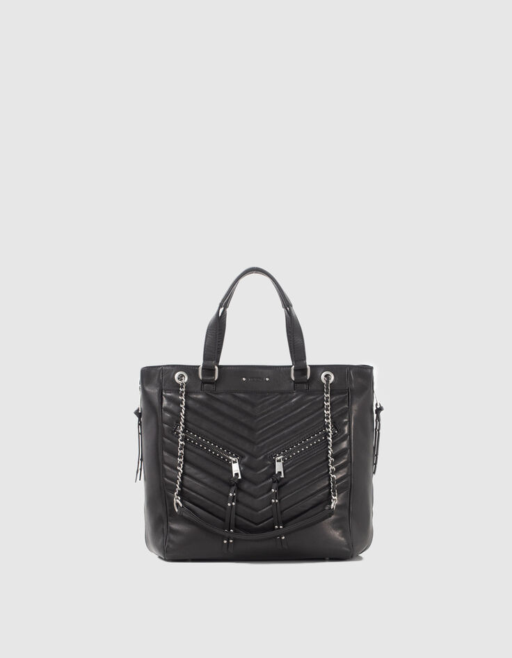 Zwarte leren shopper 1440 Rock met studs Dames-4