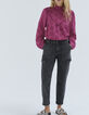 Violet blouse in biokatoen borduursel bloem dames-6