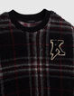 Boy's black recycled sherpa plaid sweatshirt-3