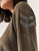 Women’s khaki military-style beaded knit sweater-4