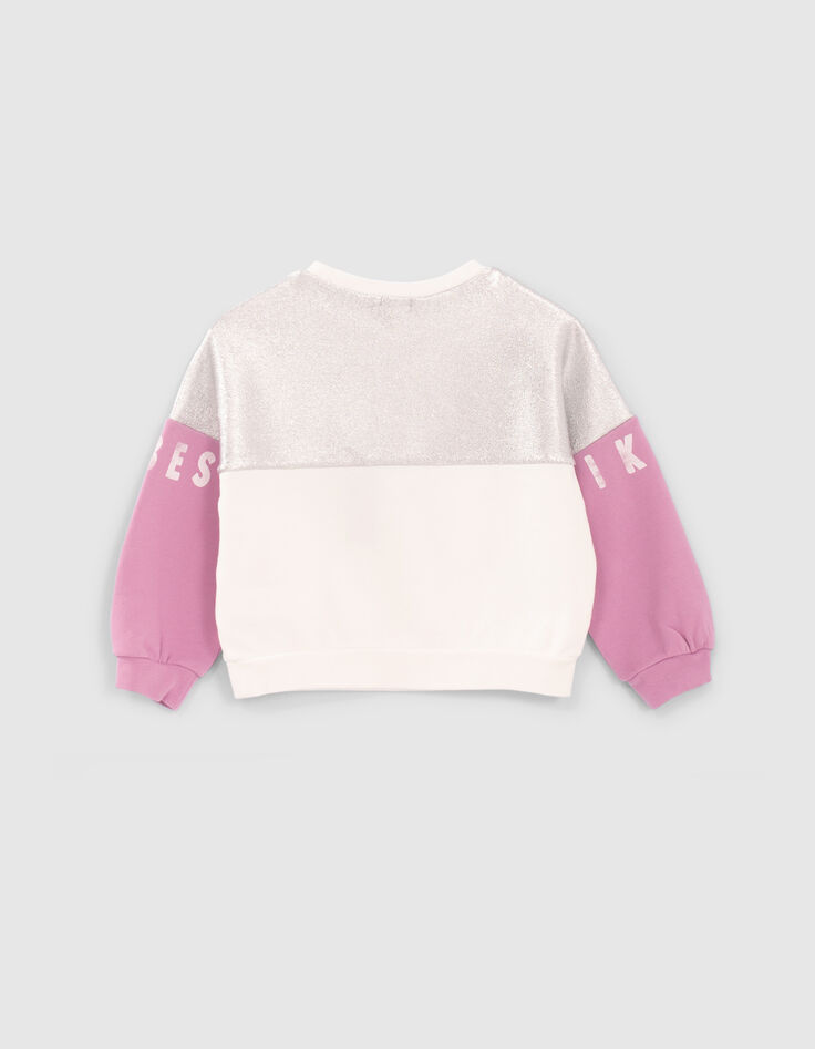 Girls’ off-white, silver and violet slogan sweatshirt-2