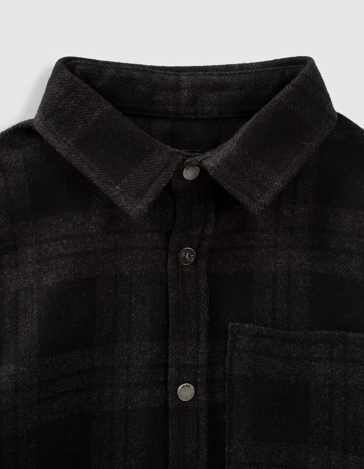 Boys' dark grey checked shirt-2