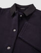 Girl's navy fleece button-down cardigan-6