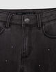 MOM washed black jeans with girl studs-5