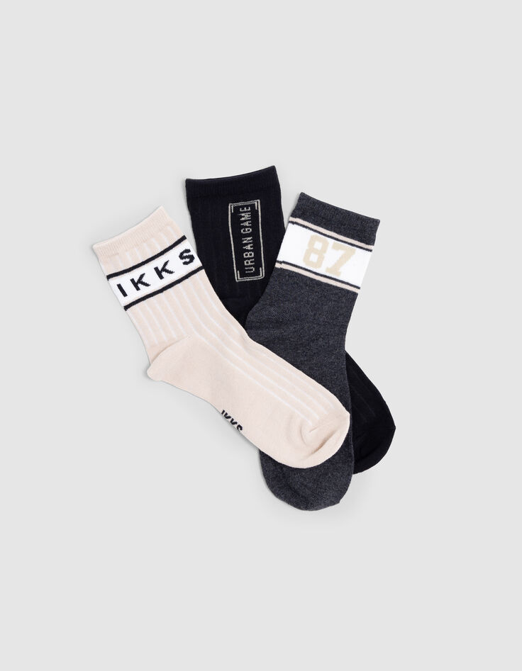 Boys' black, grey and beige socks-5