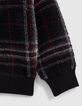 Boy's black recycled sherpa plaid sweatshirt-5