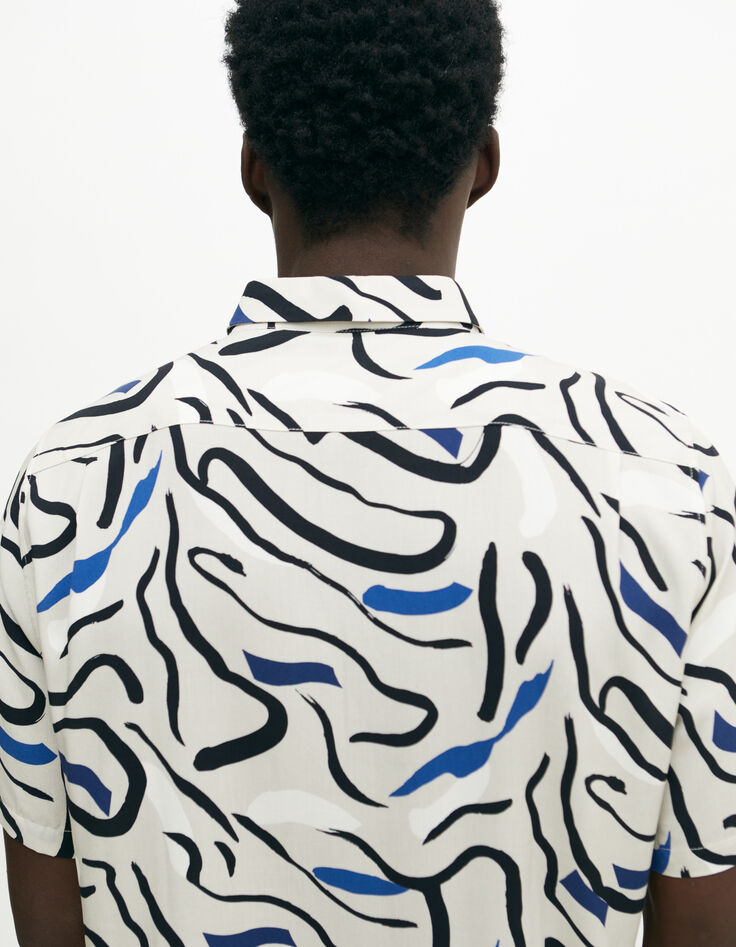 Men’s electric blue abstract print REGULAR shirt-3