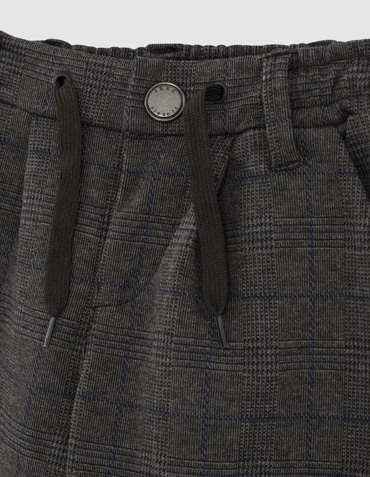 Pantalon gris chiné maille motif carreaux garçon-4