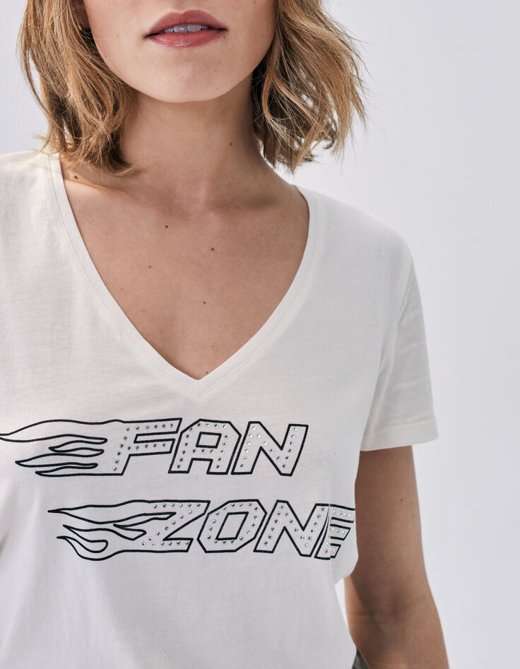 Women’s off-white slogan T-shirt with diamante-5