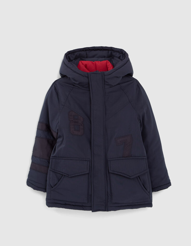 Boys’ 2-in-1 navy parka and colour block padded jacket-2