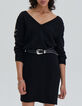 Women’s black chevron stitch knit short dress-2