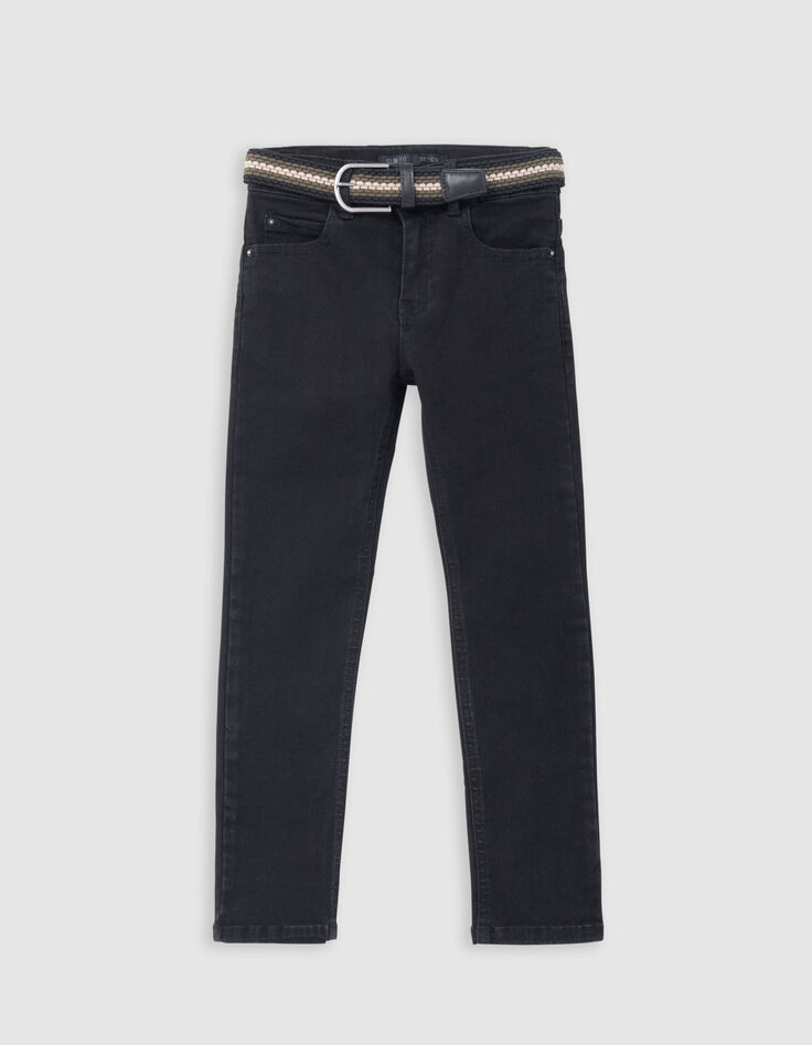 Zwarte SLIM jeans afneembare gevlochten riem jongens-3