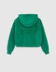 Sweat vert cropped flocage dos fille-5