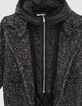 Girls’ black tweed-look coat with padded jacket facing-4