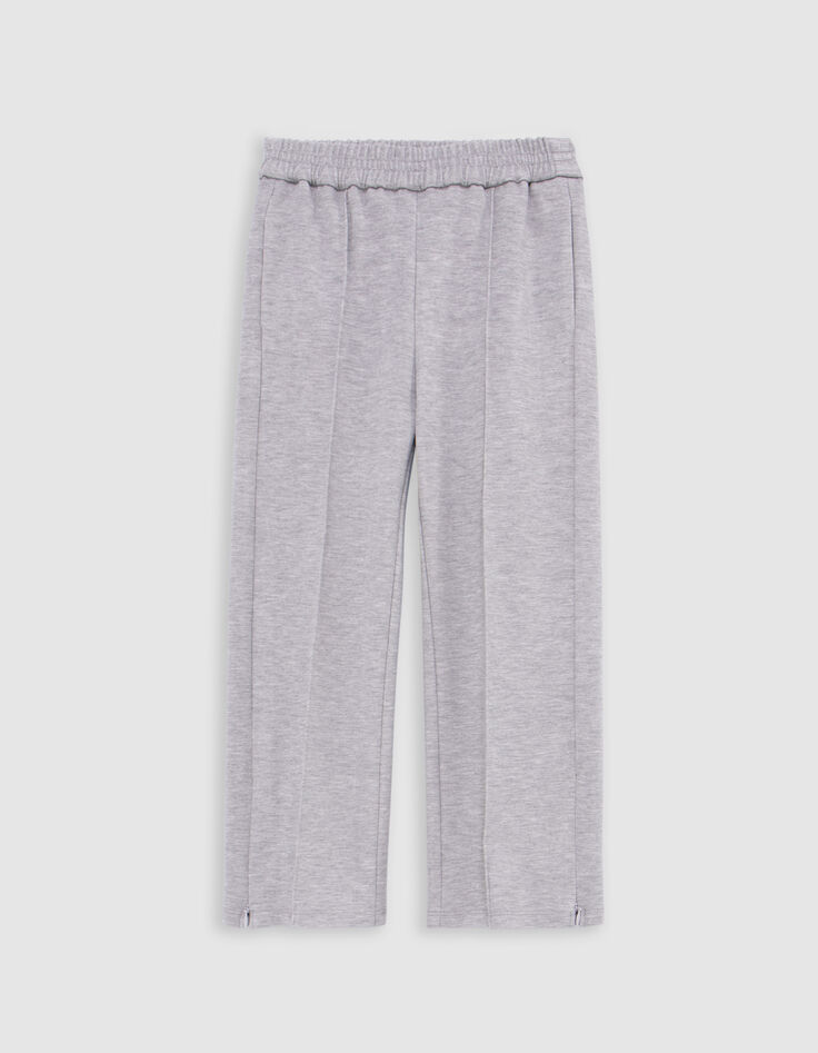 Jogging large gris coutures fixes et bas zippés fille-3