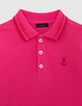 Rosa Jungen-Poloshirt, Biobaumwolle, gestreifter Rippbund-3