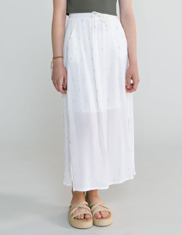 Girls’ off-white long skirt with gold embroidery-2