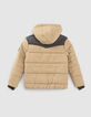 Boys' caramel and grey padded jacket-3