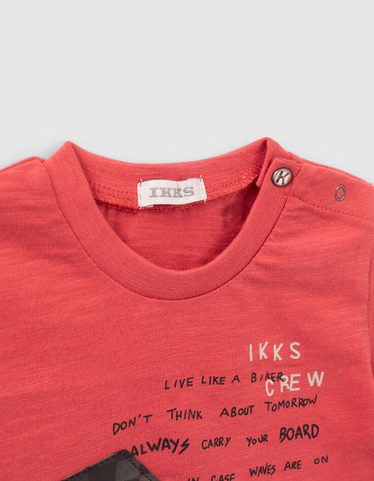 Rood T-shirt opdruk 3D bliksem babyjongens-4