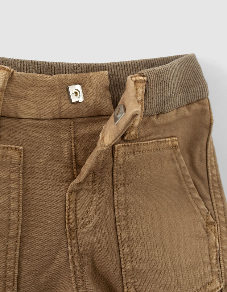 Baby boys’ brown elasticated waist jeans-5