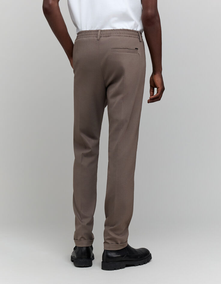 Pantalón de chándal con cintura elástica marrón para hombre-3