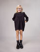 Girl's black sequined embroidered heart dress-9