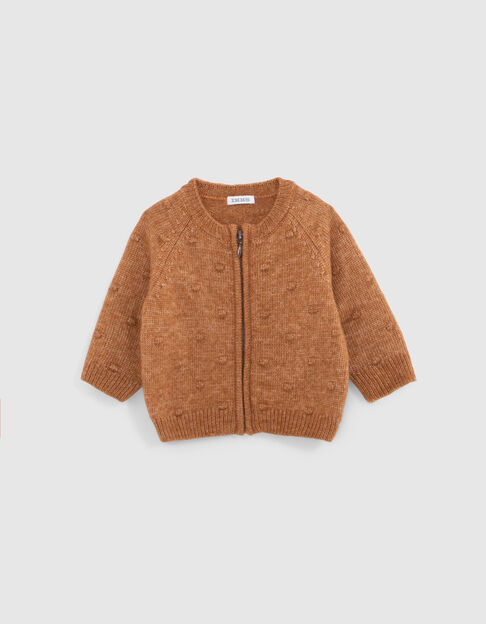 Cardigan zippé camel tricot fantaisie bébé fille - IKKS