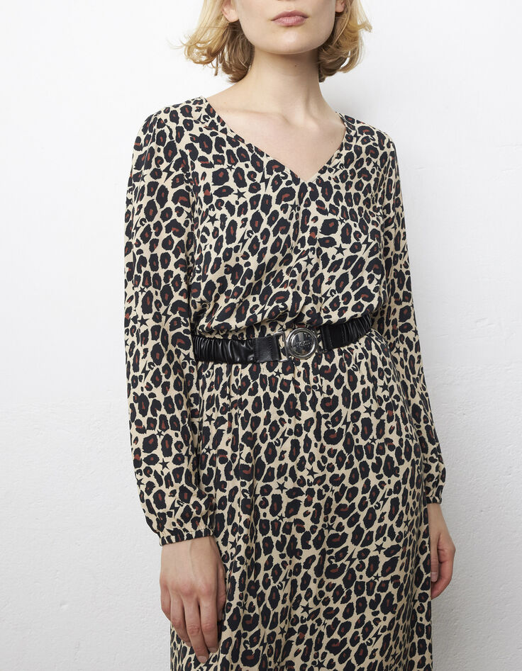 Robe longue en viscose imprimé léopard étoiles femme -1