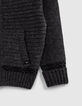 Boy's grey lightning, checkerboard Intarsia knit cardigan-5