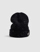 Girl's black sequined knit hat-4