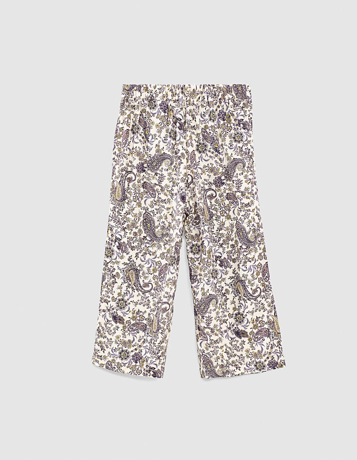 Weite Mädchenhose aus Ecovero® mit Paisley-Print in Ecru-3