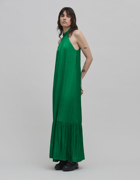 Grünes zerknittertes Kleid aus recyceltem Polyester - IKKS