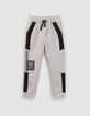 Boys’ grey joggers with black and reflective details-1