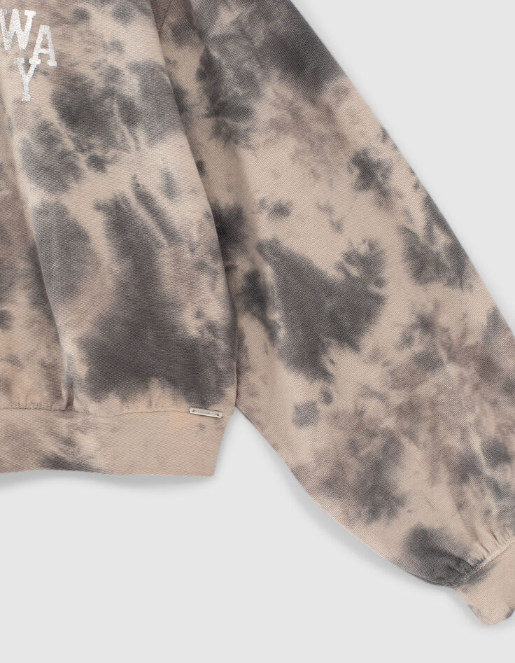 Sudadera cropped blanco y negro tie and dye niña-4