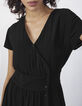 Women’s black buttoned crepe midi dress-4