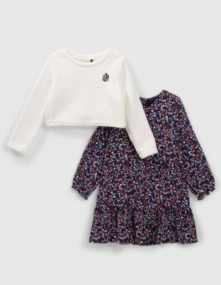 2-in-1 jurk print sterren en hartjes met sweater meisjes-7