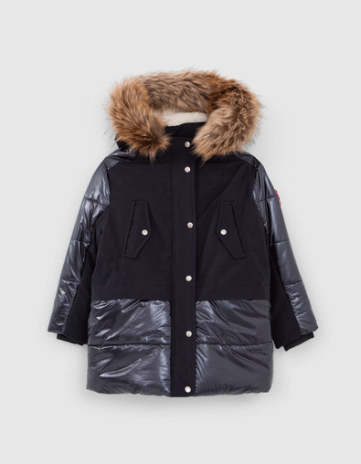 Girls’ 2-in-1 navy parka and star-print padded jacket - IKKS