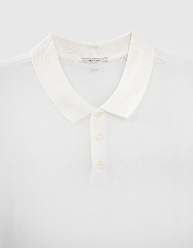 Men’s off-white cotton modal polo shirt-4