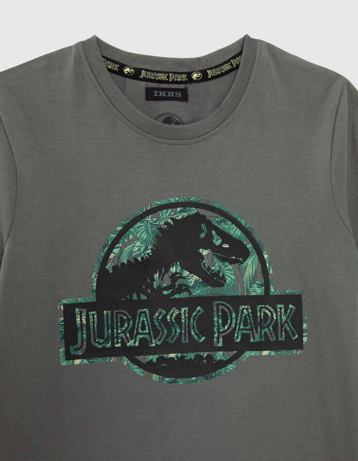 Boys’ khaki T-shirt with rubber JURASSIC PARK logo-4